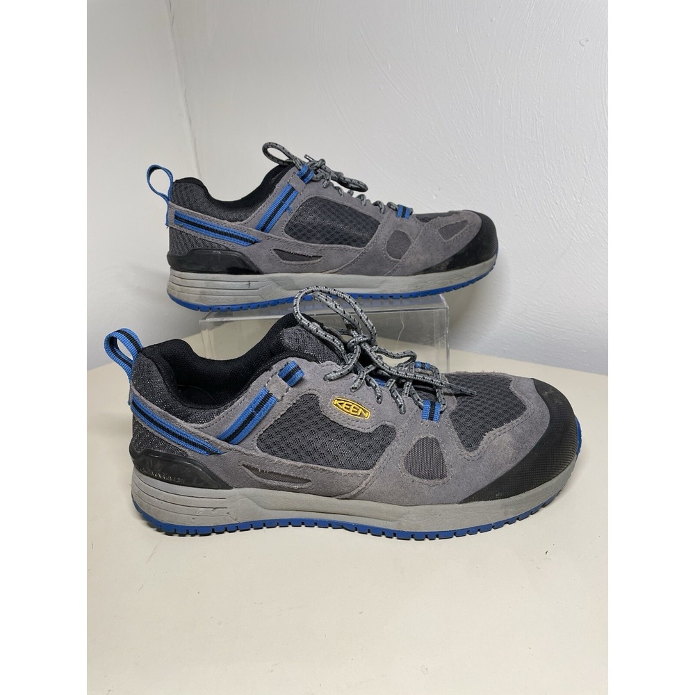 Keen Utility Shoes Mens 9, D Gray Leather Steel Safety Toe F2413-11 W/Out Insole